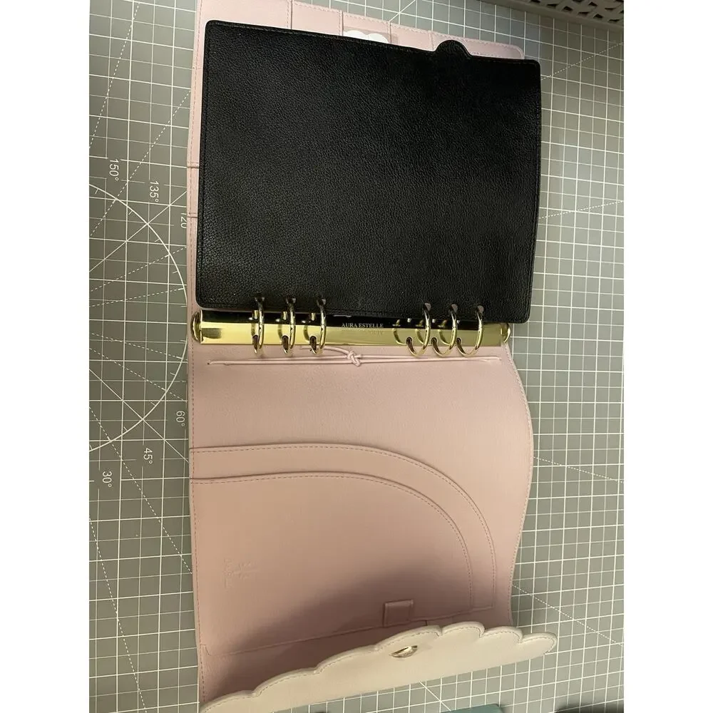 Aura Estelle Planner Binder Cover Cloud Scalloped Neutral Grey/Beige Heart Clasp